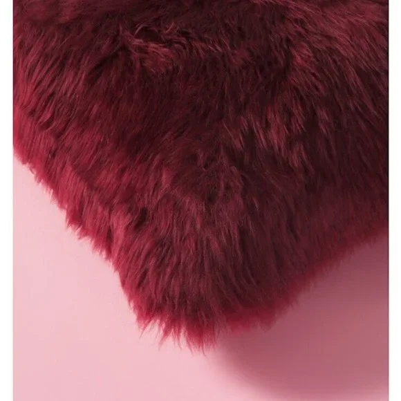 Natures Collection Burgundy New Zealand Sheepskin Pillow